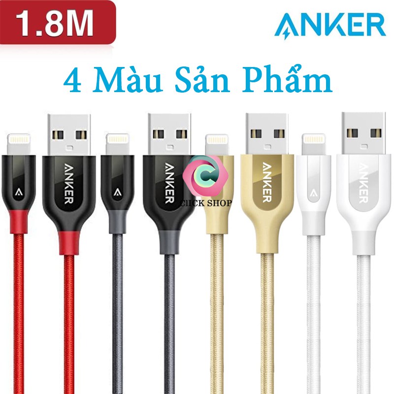 Anker A8122 Cáp sạc Lightning Anker Powerline+ A8121/ A8122 dài 1.8m - bền chịu được trong lượng 80kg