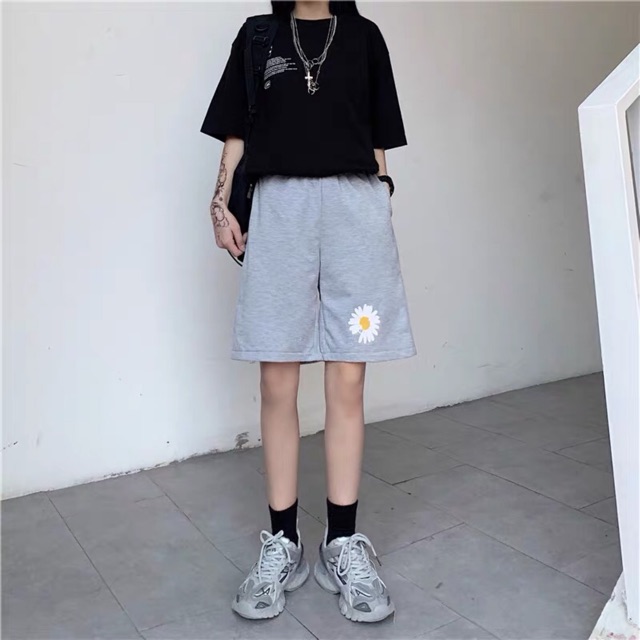 Quần short unisex G-ALPHA hoa cúc, quần lửng nam nữ ulzzang G-D002