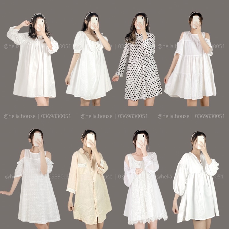 Váy tiểu thư, sơ mi, babydoll, suông dài, voan bèo công chúa 2hand si tuyển Hàn Nhật - Helia House