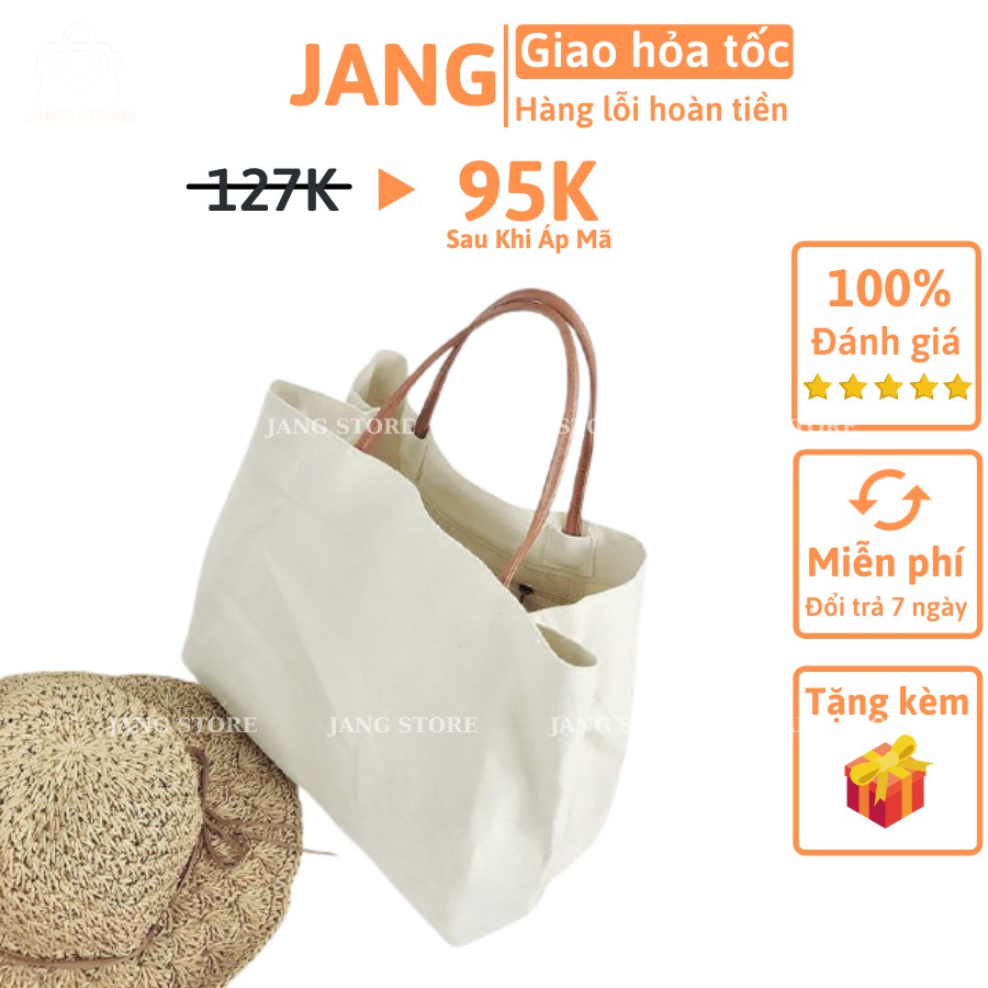 Túi Tote Vải Canvas Cỡ Lớn Phong Cách Hàn Quốc