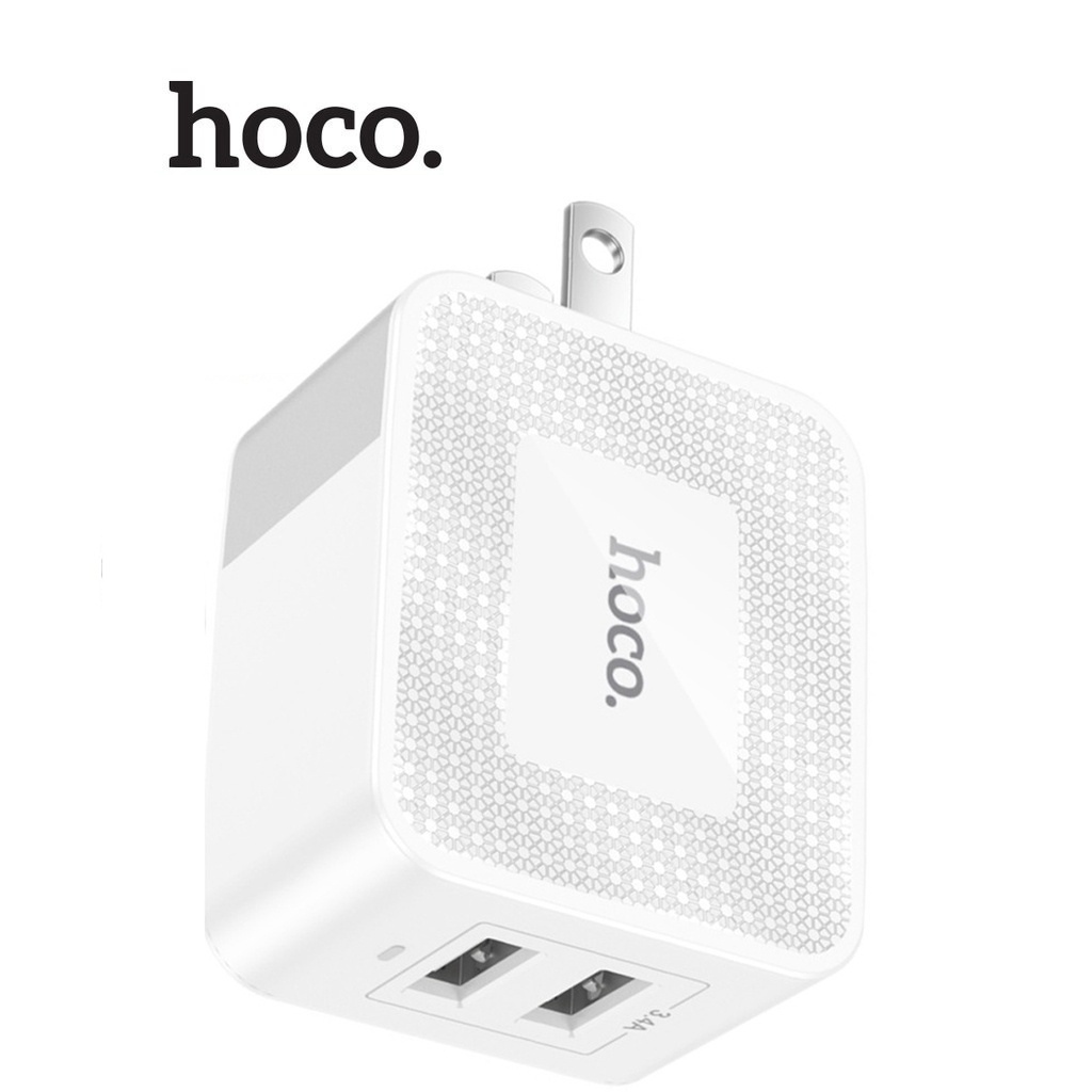 Củ sạc Hoco DC26 sạc nhanh 3.4A chân cắm dẹt 90 độ tích hợp đèn Led