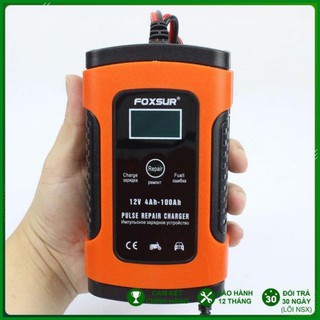 Sạc ắc quy 12V FOXSUR có LCD tự ngắt khi đầy kèm khử sunfat ,sạc ắc quy ô tô xe máy, sạc bình ắc quy