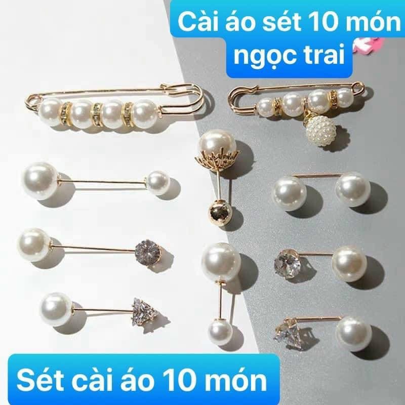 Set 7 Mẫu Cài Áo Giả Ngọc Trai Sang Trọng