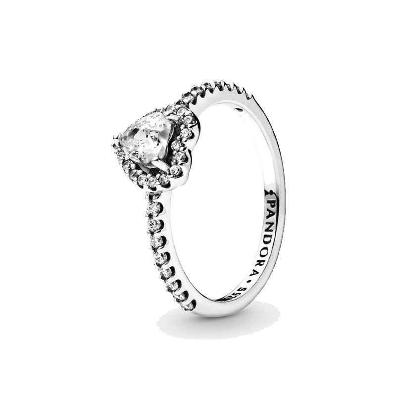 PANDORA Nhẫn Đính Hôn Bạc 925 Khắc Chữ "You and My Heart" Đính Đá Xinh Xắn Cho Nữ