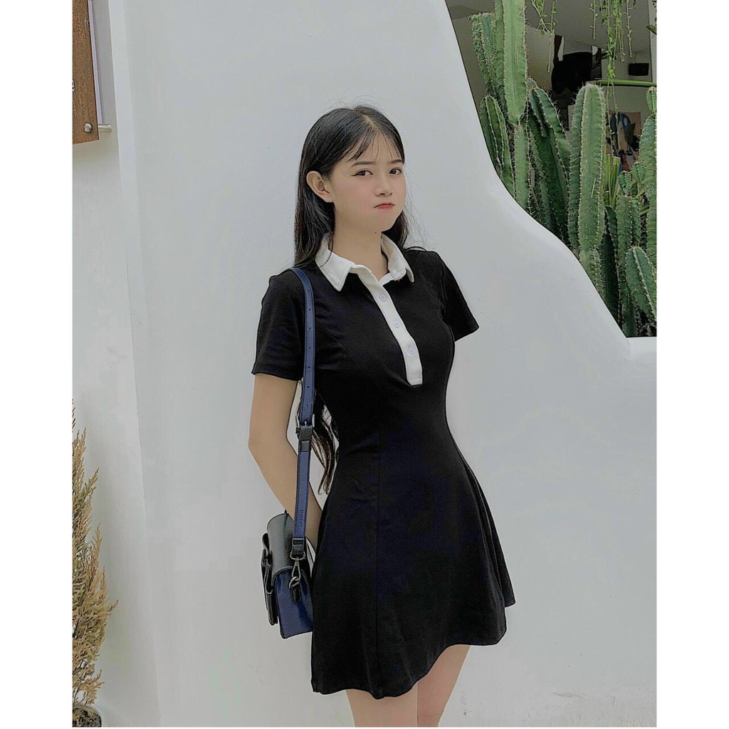 Váy Bigsize (60-78kg) Polo Nữ SANJOLI Đầm Công Sở Big Size Lớn, Dự Tiệc Trẻ Trung, Họa Tiết Cổ Trắng, Vải Thun VD024 | BigBuy360 - bigbuy360.vn