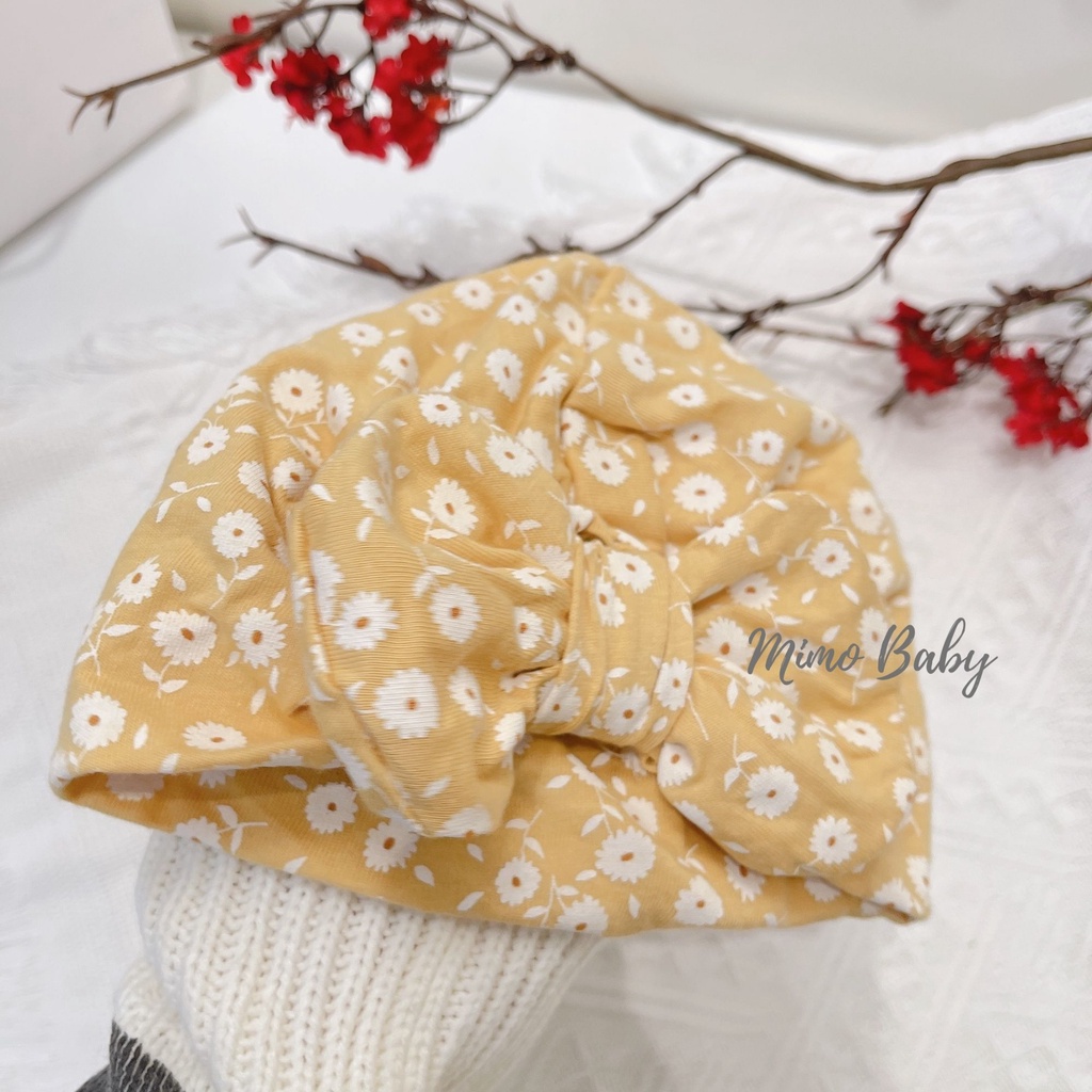 Mũ nón turban nơ vàng hoa đáng yêu cho bé 5-7kg Mimo Baby MTB70
