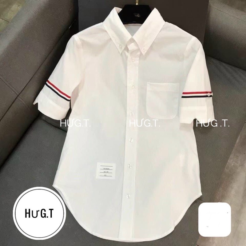 ÁO SƠ MI TRĂNG THORN CỘC TAY ĐUÔI TÔM MS14927