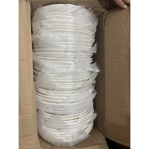 Set 2 dĩa gốm trắng men to,đẹp(kt:23,5*23,5*3,8cm)