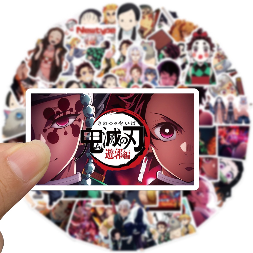 Bộ 100 Cái / Bộ ❉ Hình Dán Trang Trí In Hình Nhân Vật Anime Kimetsu no Yaiba Xinh Xắn ❉ Miếng Dán Thời Trang Chống Thấm Nước Hình Demon Slayer