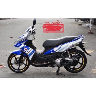 Tem trùm nouvo 5 doraemon xanh trắng,tem decal nouvo 5 doraemon xanh trắng,