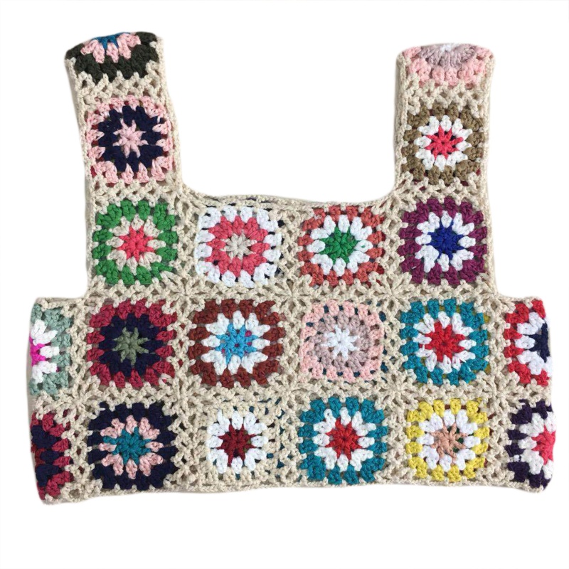 Brroa Áo Croptop Không Tay Họa Tiết Hoa Nhiều Màu Sắc Phong Cách Boho Dân Tộc Cho Nữ