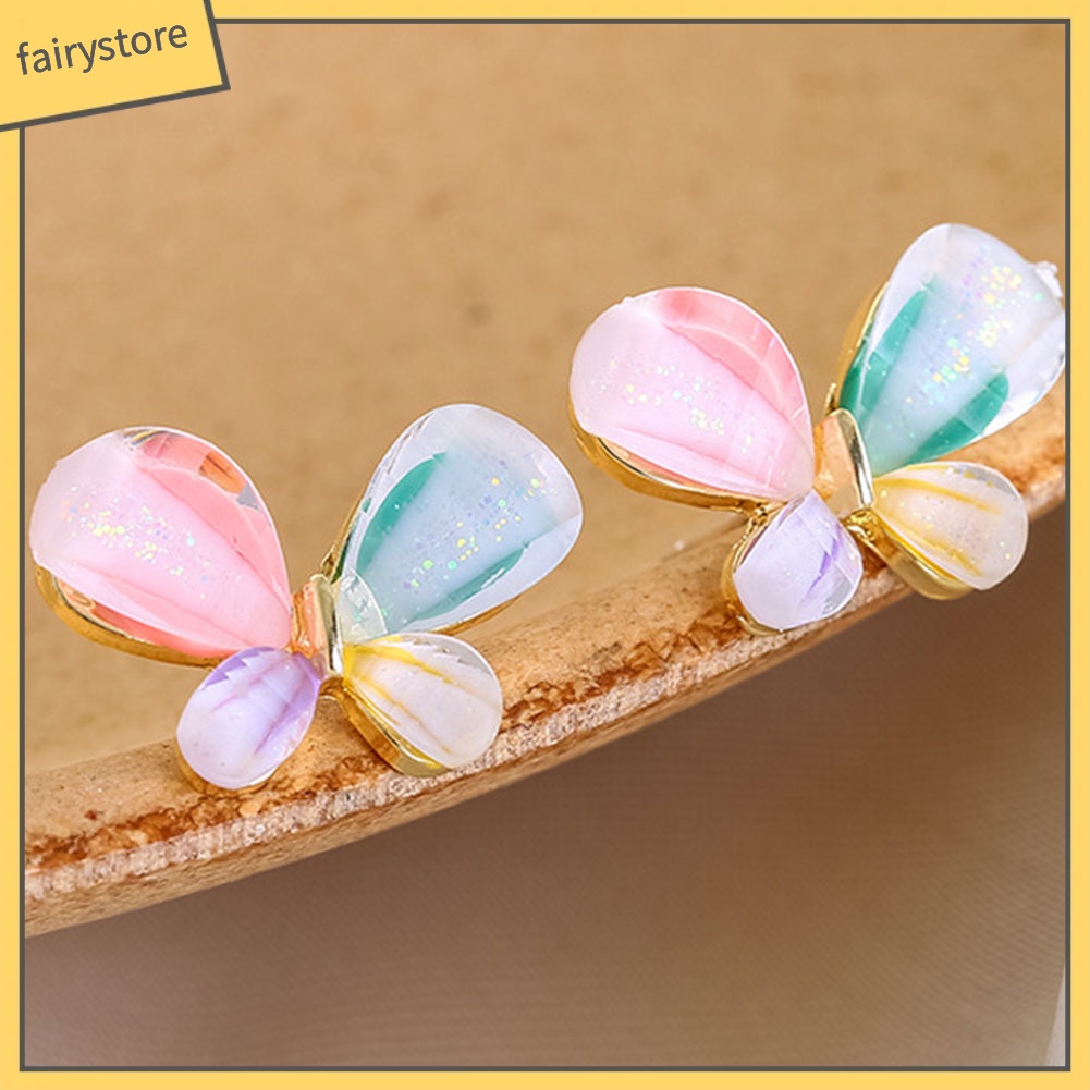 Khuyên Tai Hợp Kim Đính Đá Thiết Kế Màu Sắc Xinh Xắn