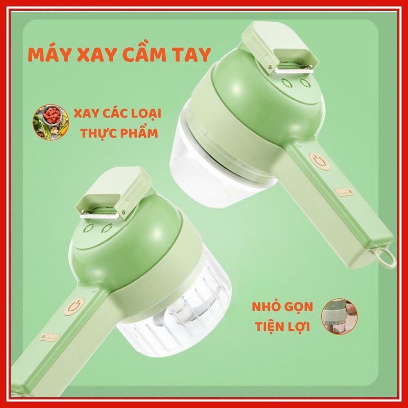 Máy Xay Mini Cầm Tay Sạc Pin 1500mAh,Máy Thái Các Loại Rau Củ Thịt Gia Vị Xay Hành Tỏi Tiện Lợi