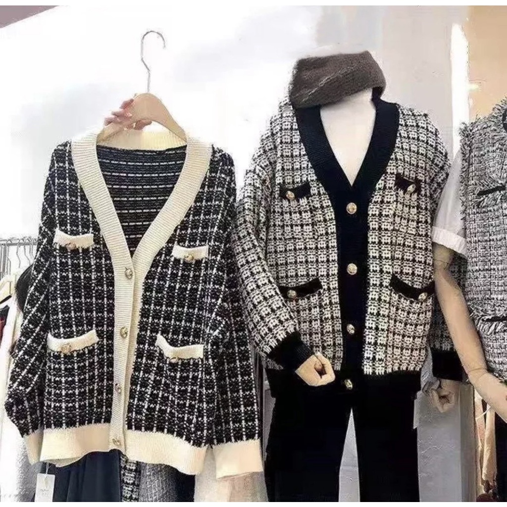 Áo khoác len cardigan lông thỏ hàng cao cấp,  hoạ tiết kim cương áo khoác len phong cách Hàn Quốc