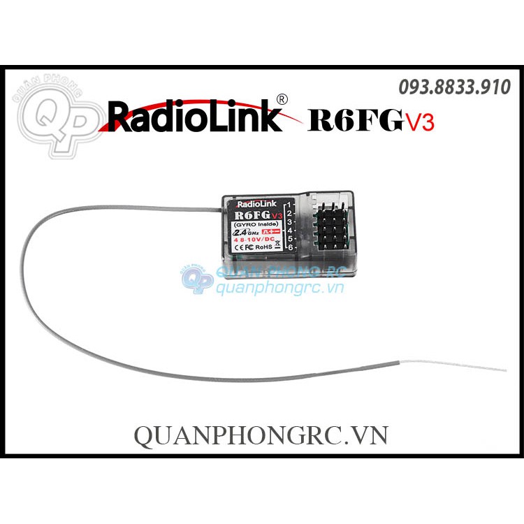 Bộ Thu Sóng Dành Cho Xe/ Tàu Radiolink R6FG V3 2.4GHz 6 CH FHSS Receiver HV Gyro For RC4GS RC3S RC4G T8FB RC6GS