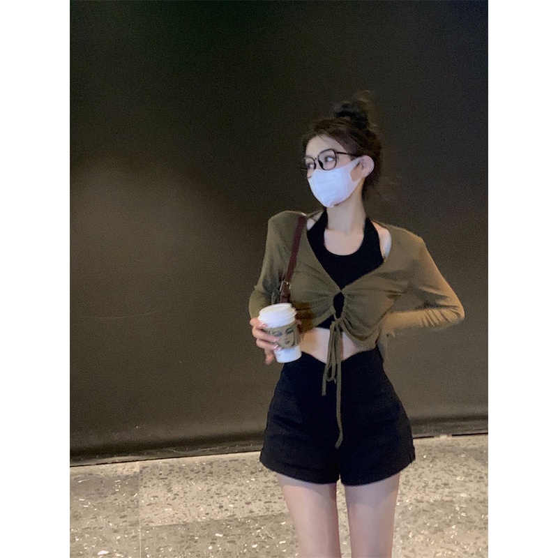 LALISAS Áo Dây Rút Tay Dài / Áo Sát Nách Thời Trang Hàn Quốc Dễ Phối Đồ Cho Nữ