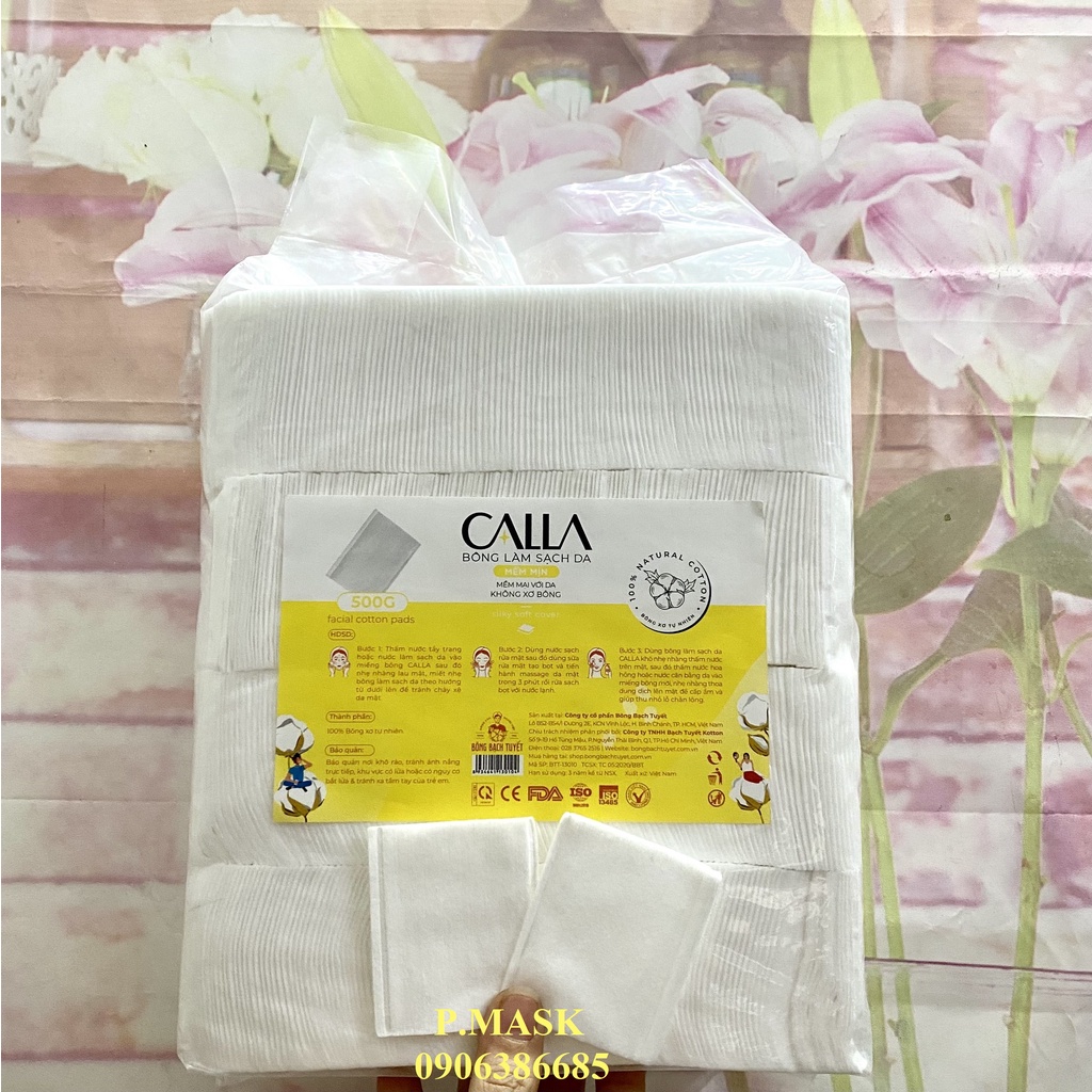 Bông Tẩy Trang Bề Mặt Mịn gói 500gr chính hãng Bông Bạch Tuyết size 5x6 - Bông Tẩy Trang Cotton Bề Mặt Mịn KOTTON BEAUTY