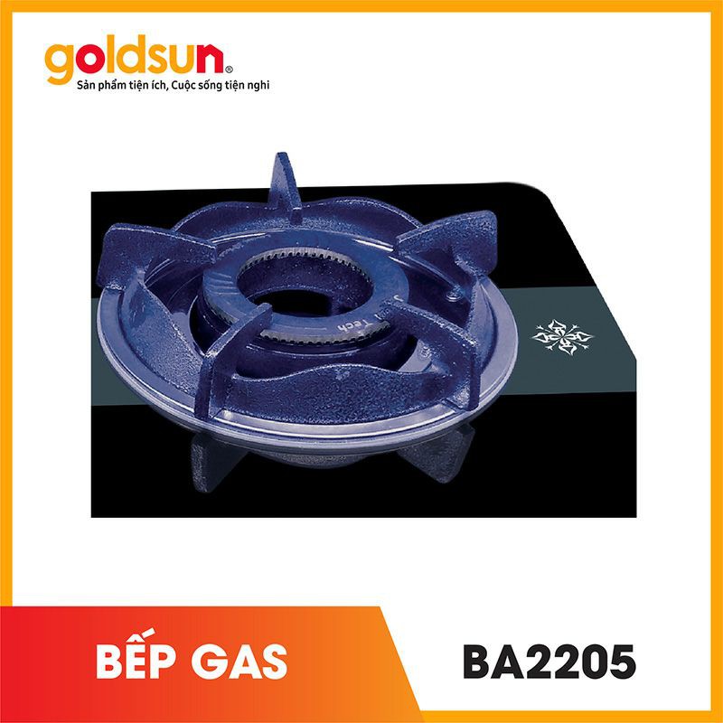 Bếp gas siêu tốc Goldsun BA2205 với thiết kế đơn giản, cấu tạo cơ bản, chất lượng bền bỉ giúp tiết kiệm gas