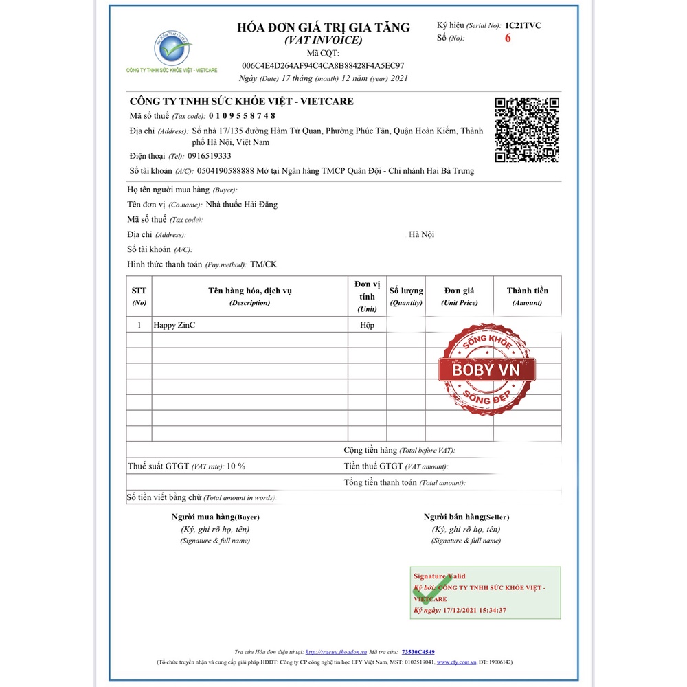 Happy Zincc bổ sung kẽm và vitamin C hỗ trợ tăng sức đề kháng -  - Boby