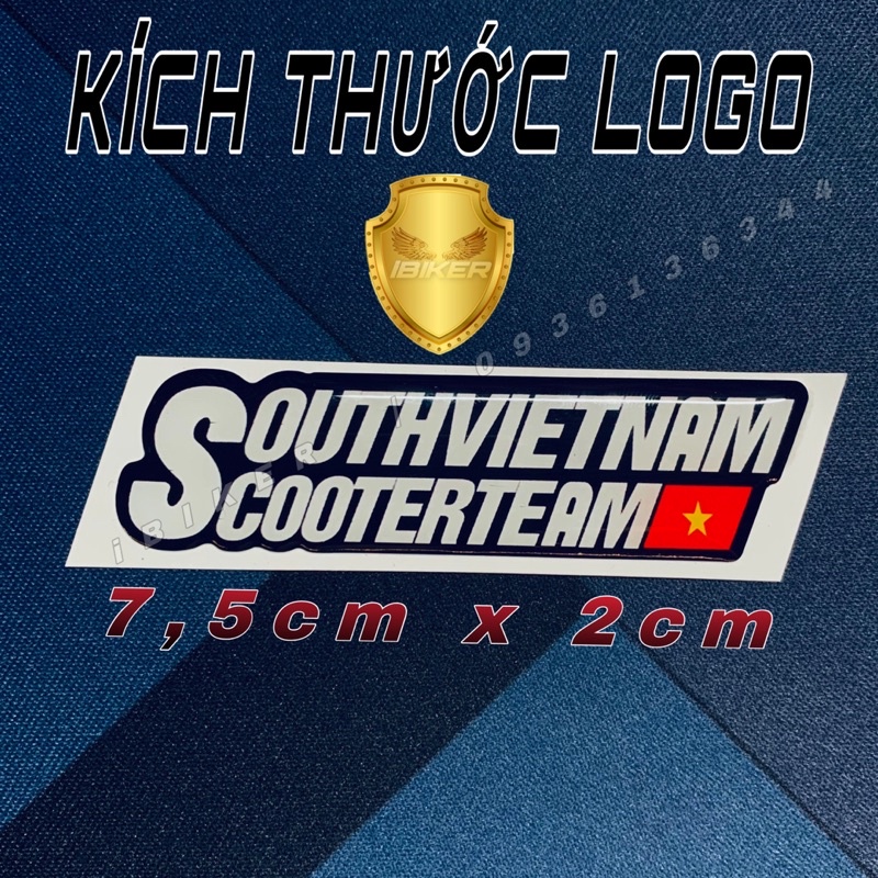 Tem SOUTHVIETNAM SCOOTER TEAM logo nổi 3D chất liệu decal chính hãng McCAL chống thấm trang trí xe, mũ bảo hiểm, laptop