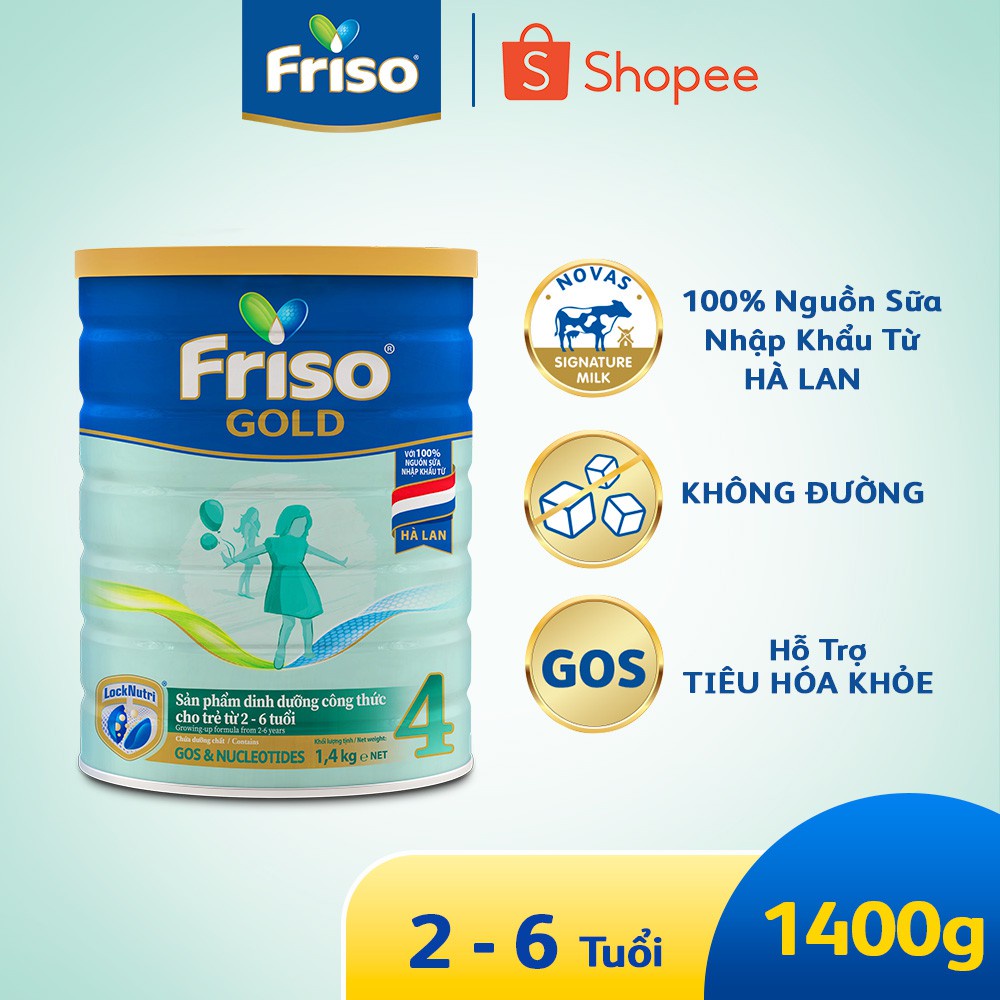 Combo 3 lon Sữa Bột Friso Gold 4 1400g/Lon (Dành Cho Trẻ Từ 2 - 6 Tuổi)