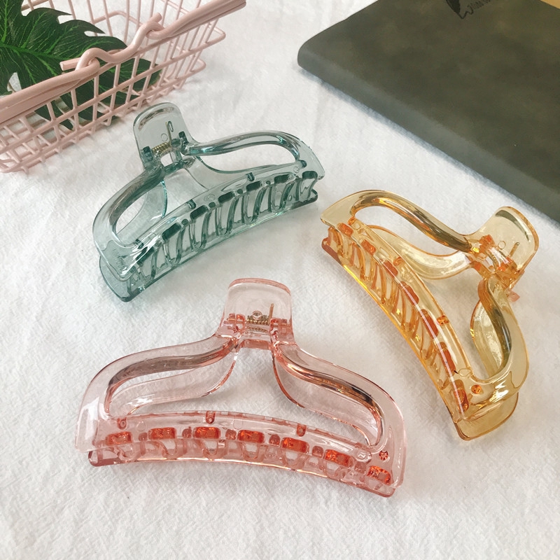 Kẹp tóc nhựa trong suốt phong cách retro thời trang dành cho nữ