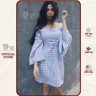 Đầm caro tay chuông | SDX12