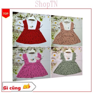 Váy đầm cho bé cotton đũi hè giả yếm hàng quảng châu 1-3 tuổi