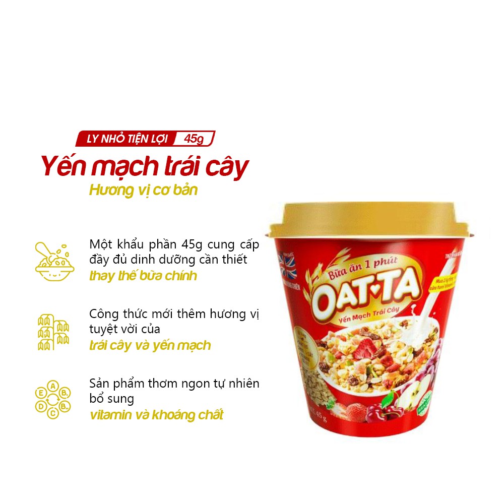 Ngũ cốc Yến mạch trái cây Oatta hộp 45g