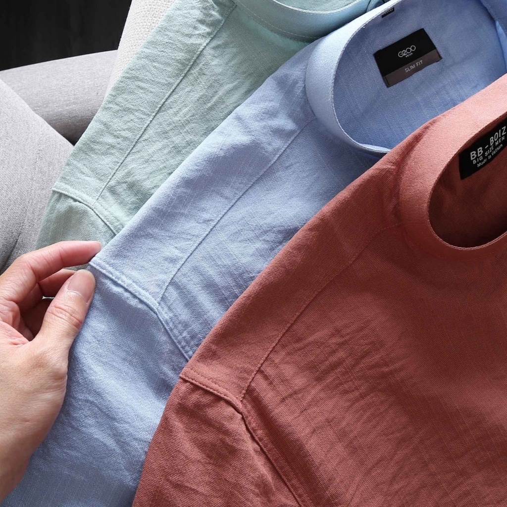 BIGSIZE - Áo sơ mi nam tay ngắn cổ trụ bigsize thời trang vải đũI form 80-130kg