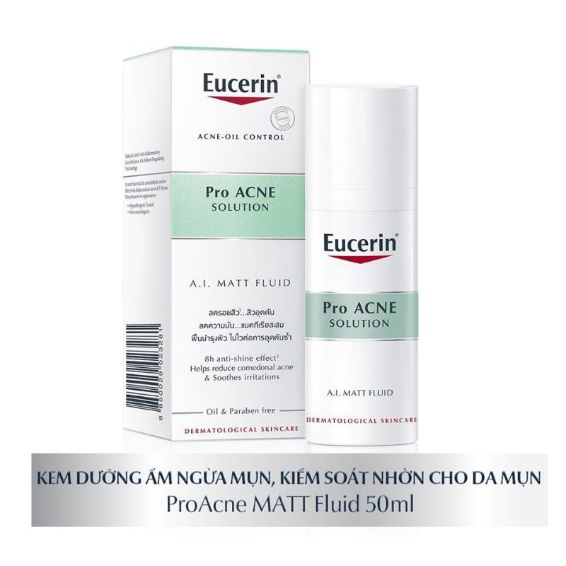 Eucerin Pro Acne Oil Control ProACNE Solution Matt Fluid: Kem Kiểm Soát Dầu cho Da Mụn (50 ml)