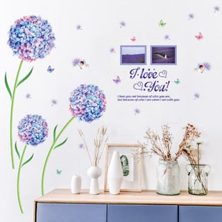 Decal dán tường  Cẩm tú cầu xanh tím mới