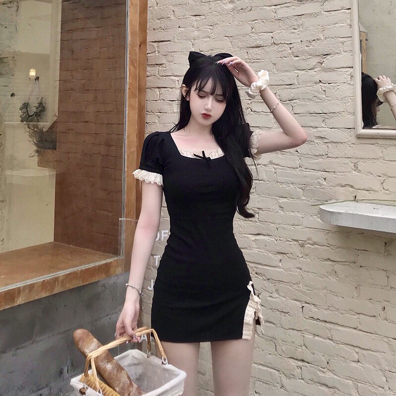 [SẴN] Váy đầm dáng ôm body phối ren dễ thương, gợi cảm SANA DRESS (Kèm ảnh thật)