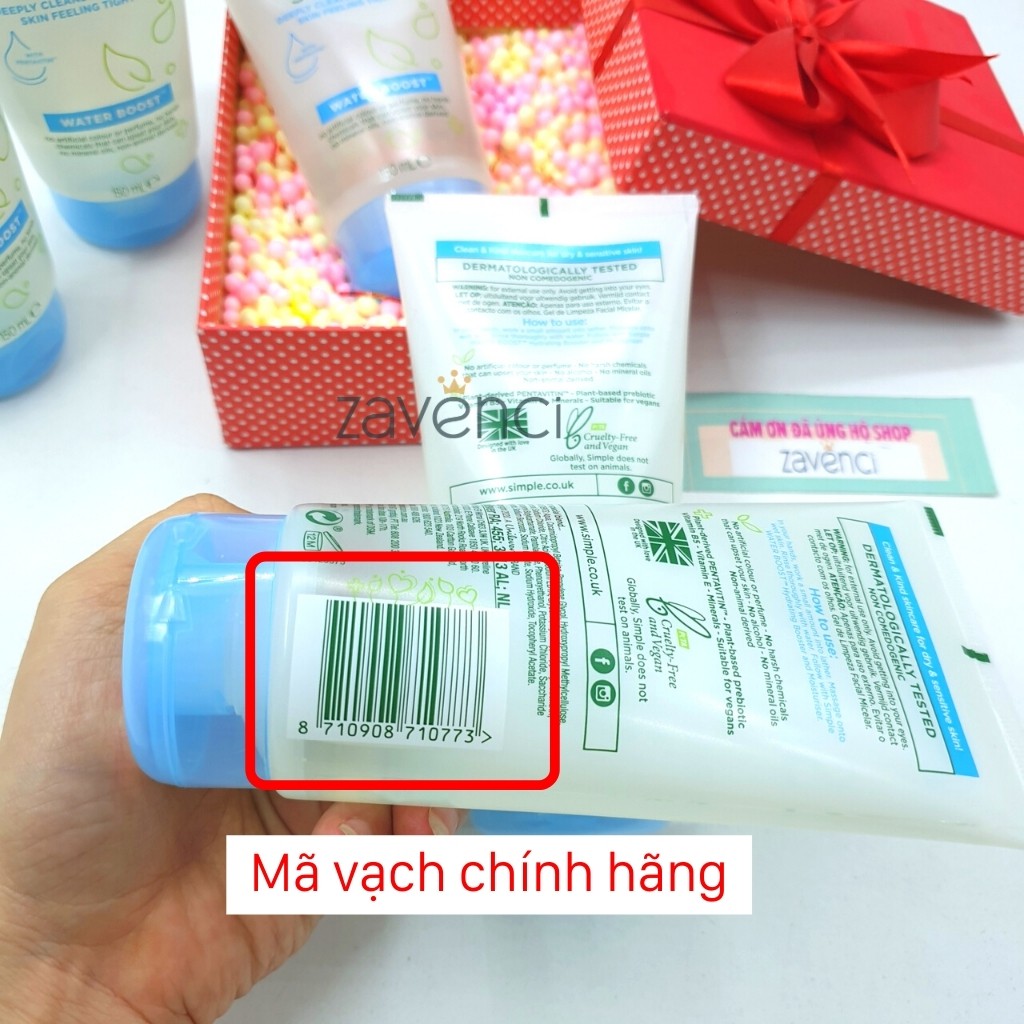 Sữa rửa mặt SIMPLE Water Boost Micellar Facial Gel Wash Làm Sạch Sâu Cấp Nước Mềm Da ( 150ml ) | BigBuy360 - bigbuy360.vn