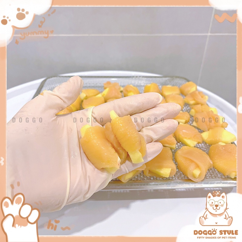 Treat Bánh Thưởng Cho Chó Mèo Phi Lê Gà Cuộn Táo Sấy Khô DOGGOSTYLE Homemade Cung Cấp Protein &amp; Chất Xơ