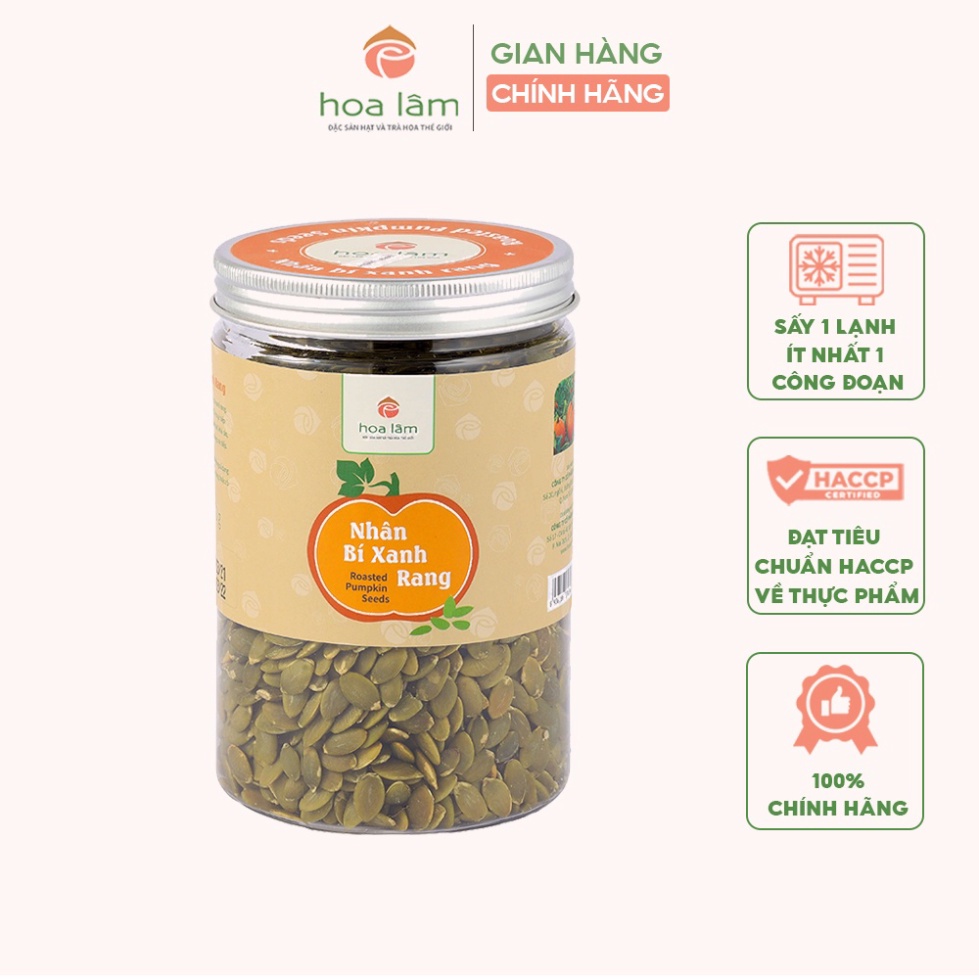 Nhân hạt bí xanh Ấn Độ sấy lạnh Hoa Lâm nhập khẩu trực tiếp, giàu dinh dưỡng 500gr