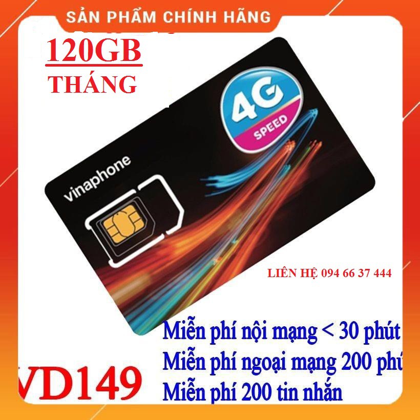 SIM 4G Vinaphone DATA SIÊU KHỦNG 120GB/Tháng