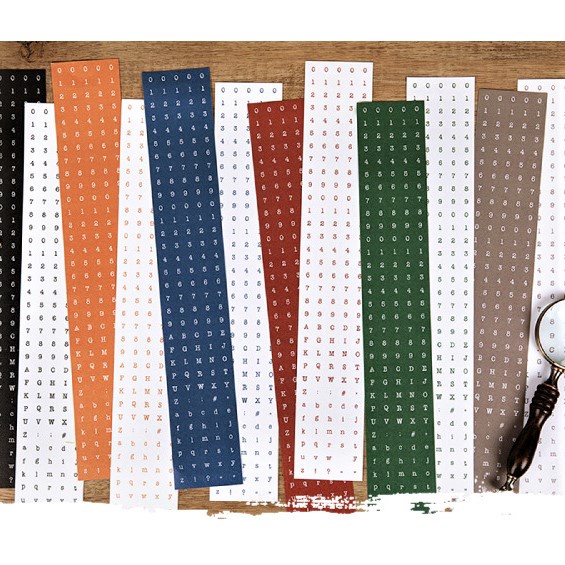 Set 2 sticker chữ số phong cách máy đánh chữ cổ điển, hình dán chữ sô vintage trang trí sổ tay DIY