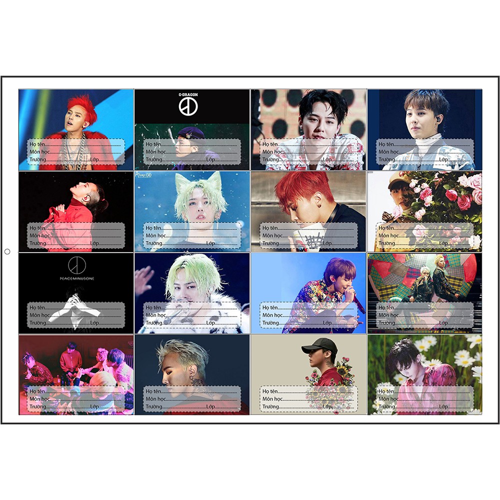 nhãn vở gdragon NV46 nhãn vở hoạt hình set 16 chiếc có keo dán sẵn