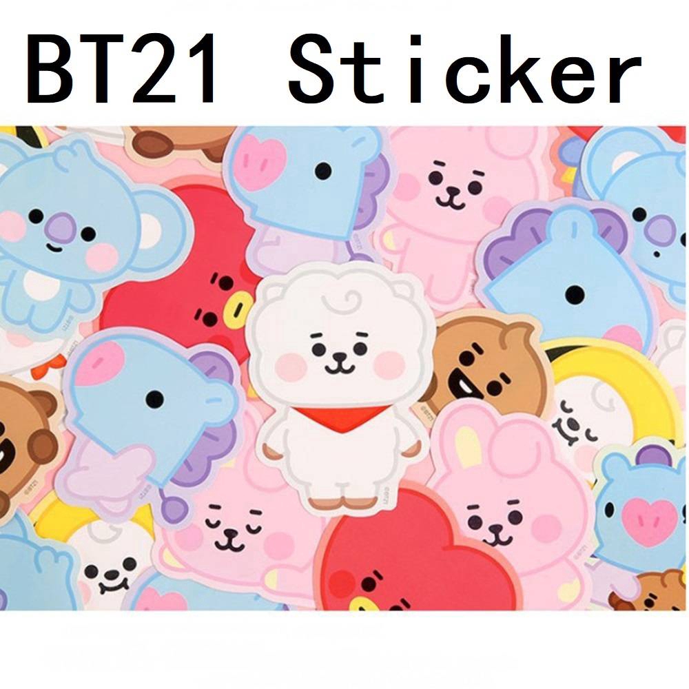 Bộ nhãn dán hình nhân vật hoạt hình BT21 TATA/COOKY/CHIMMY/KOYA/MANG/SHOOKY/RJ đáng yêu trang trí laptop/điện thoại