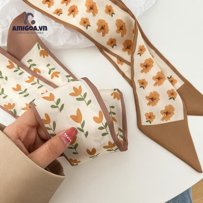 ✨✨Khăn Quàng Cổ Buộc Tóc Dài Bằng Lụa Màu Trà Sữa Màu Sắc Tươi Sáng