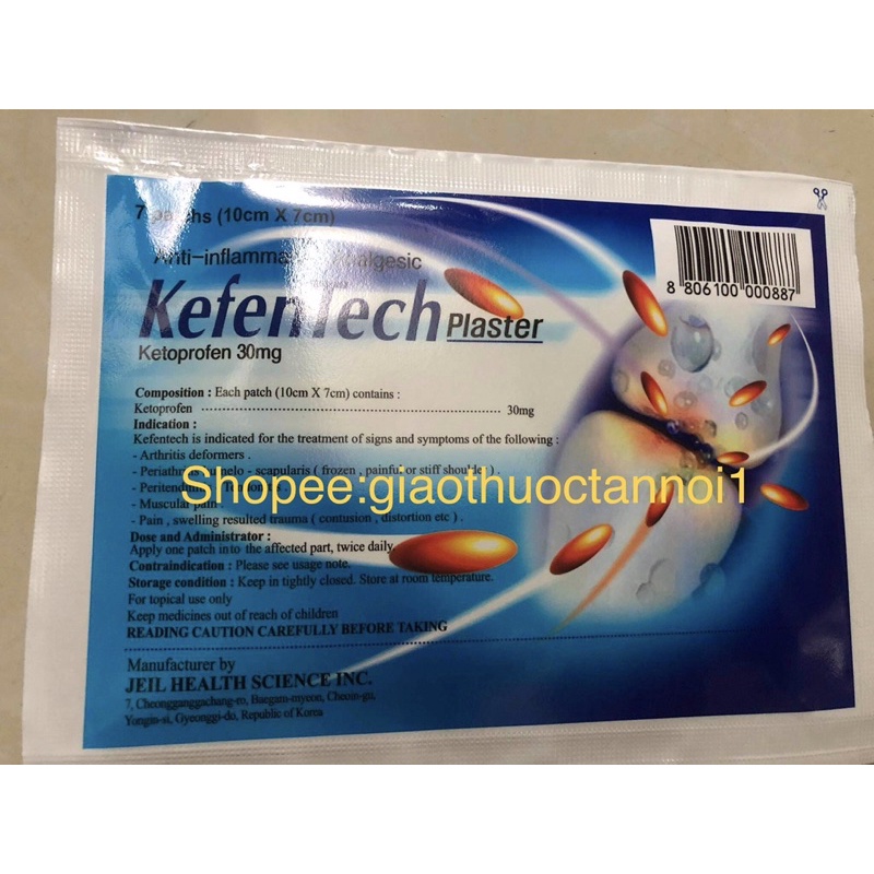 Cao dán Kefentech Plaster - viêm khớp dạng thấp, viêm khớp xương cánh tay, vai (đau, cứng, tê vai) viêm gân, sưng đau