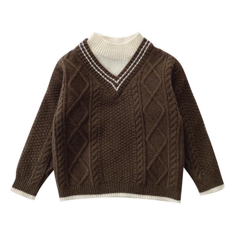 Áo sweater bé trai tay dài giả hai lớp sành điệu thời trang