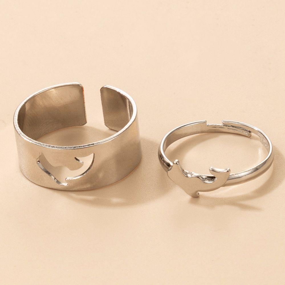 Nhẫn Đeo Tay Họa Tiết Bướm / Mặt Trăng / Ngôi Sao Thiết Kế Đục Lỗ Đơn Giản