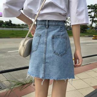 CHÂN VÁY JEAN RÁCH CẠP CAO