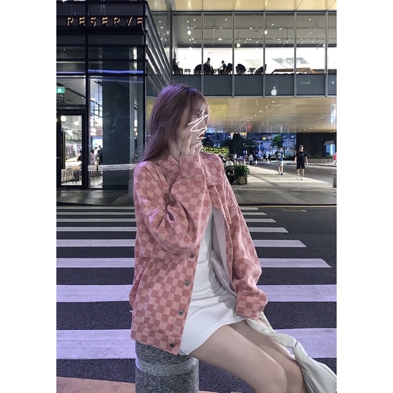 Áo Khoác Jean Kẻ Caro