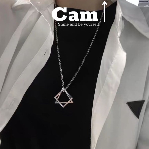 Dây Chuyền Vòng Cổ nam nữ Doe68 Titan Cao Cấp Không Gỉ Nam Nữ Mặt Tam Giác Vuông Cá Tính Cam Accessories