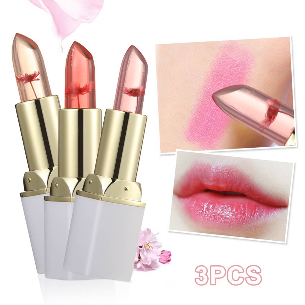 [Hàng mới về] Set 3 son thạch ướp hoa kháng nước dưỡng ẩm lâu trôi thay đổi màu sắc theo nhiệt độ | BigBuy360 - bigbuy360.vn
