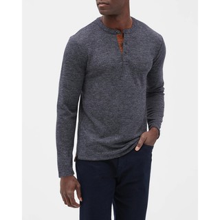 FO76 KHO HÀNG XUẤT DƯ - ÁO THUN NAM CỔ TRÒN DÀI TAY HENLEY BANANA REPUBLIC XANH XÁM- BRUSHED HENLEY