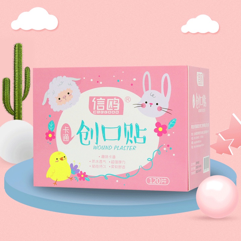 Set 120 Băng Cá Nhân Thoáng Khí Chống Thấm Nước Họa Tiết Hoạt Hình OUYOU1015